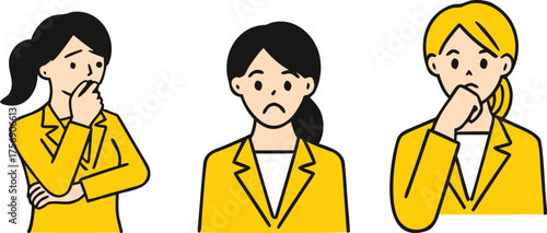 Women Showing Concern and Sadness Illustration.