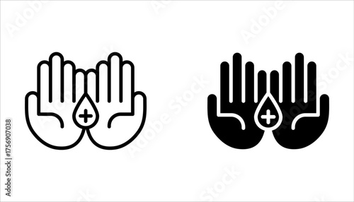 Hand sanitizer wash gel linear icon set, Thin line stroke isolated on white background