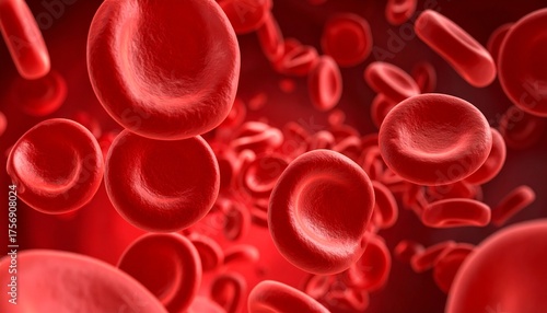 View under a microscope, blood-red blood cells