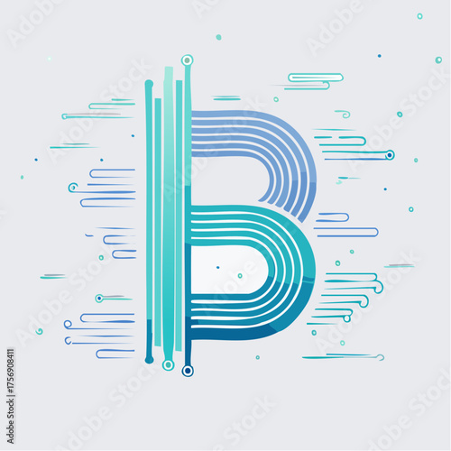 Artistic Depiction of Bitcoin Symbol, Digital Currency Design with Abstract Elements
