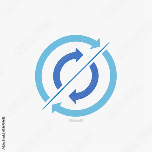 Conceptual representation of circular motion with arrows and a line for abstract concepts