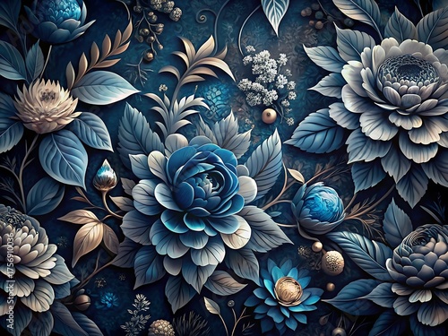Floral arrangement in blue tones