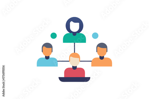 Organization chart showing people connected and hierarchical relationships within a company