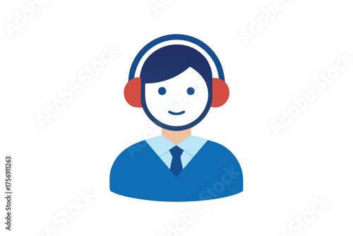 Professional customer service representative or tech support agent wearing headphones illustration