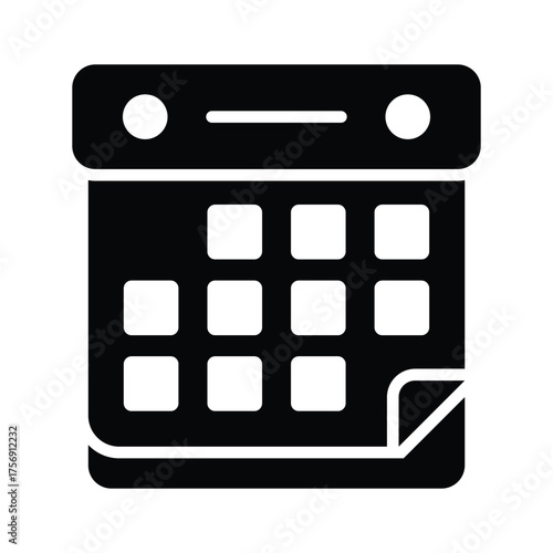 glyph icon of calendar representing planning and time management.