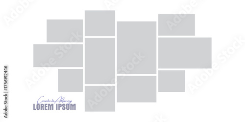 Pictures or photos frame collage layout abstract photo frames and digital photo wall template