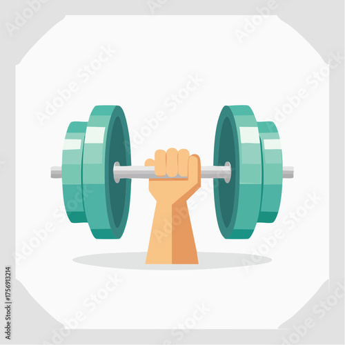 Illustration of a Hand Holding a Dumbbell Represents Fitness and Exercise with Weights