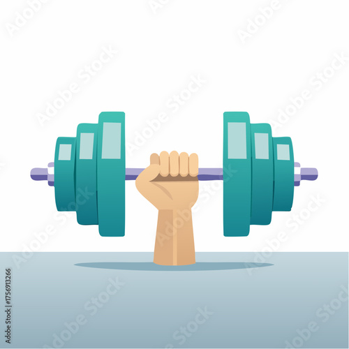 Illustration of a Hand Lifting a Barbell Depicting Exercise and Physical Fitness