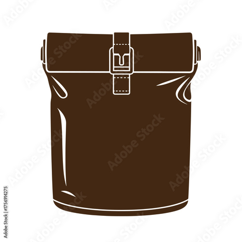 Brown satchel bag with buckle and strap detail isolated on white background vector