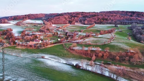 Winter in hilly agricultural area