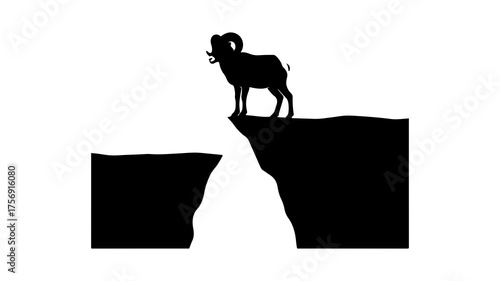 Bighorn sheep on cliff with transparent background