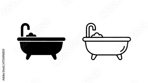 Bathtub icons with bubbles with transparent background