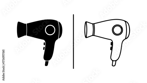 Hair dryer icon set with transparent background