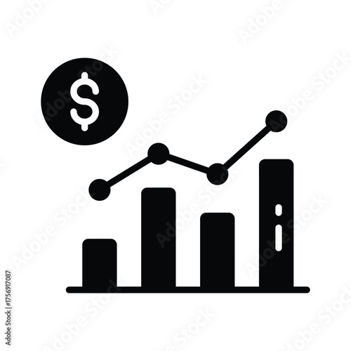 Positive business and finance growth, financial analysis icon design