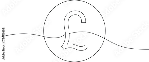 Pound Sterling symbol in a circle with abstract waves