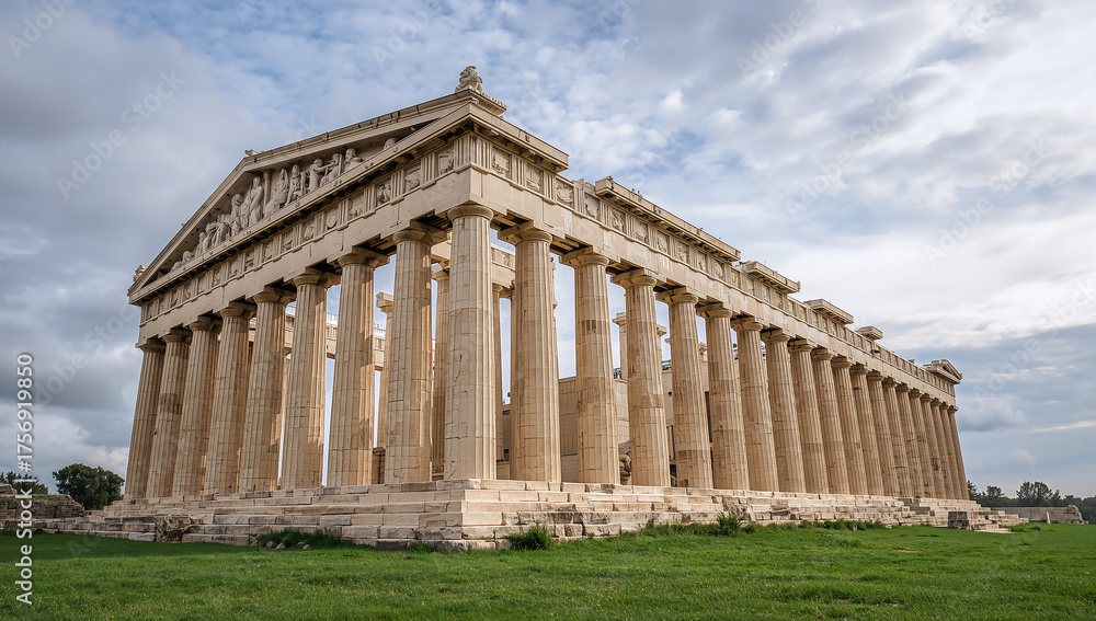 Obraz premium Grand Ancient Temple with Majestic Pillars and Sculptures