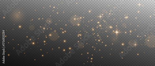 Golden background with a dust-like bokeh effect. Christmas glow dust and shimmering particles create a festive atmosphere. A shimmering yellow glow with confetti bokeh and smoothly moving particles.