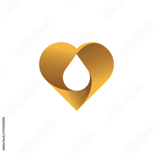 Water droplet on a heart shape logo design vector