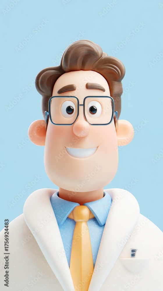 Fototapeta premium Smiling Doctor in White Coat and Glasses.