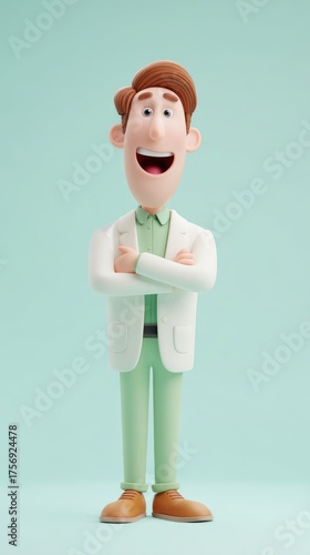 Smiling Doctor Poses Confidently in a Studio Environment.