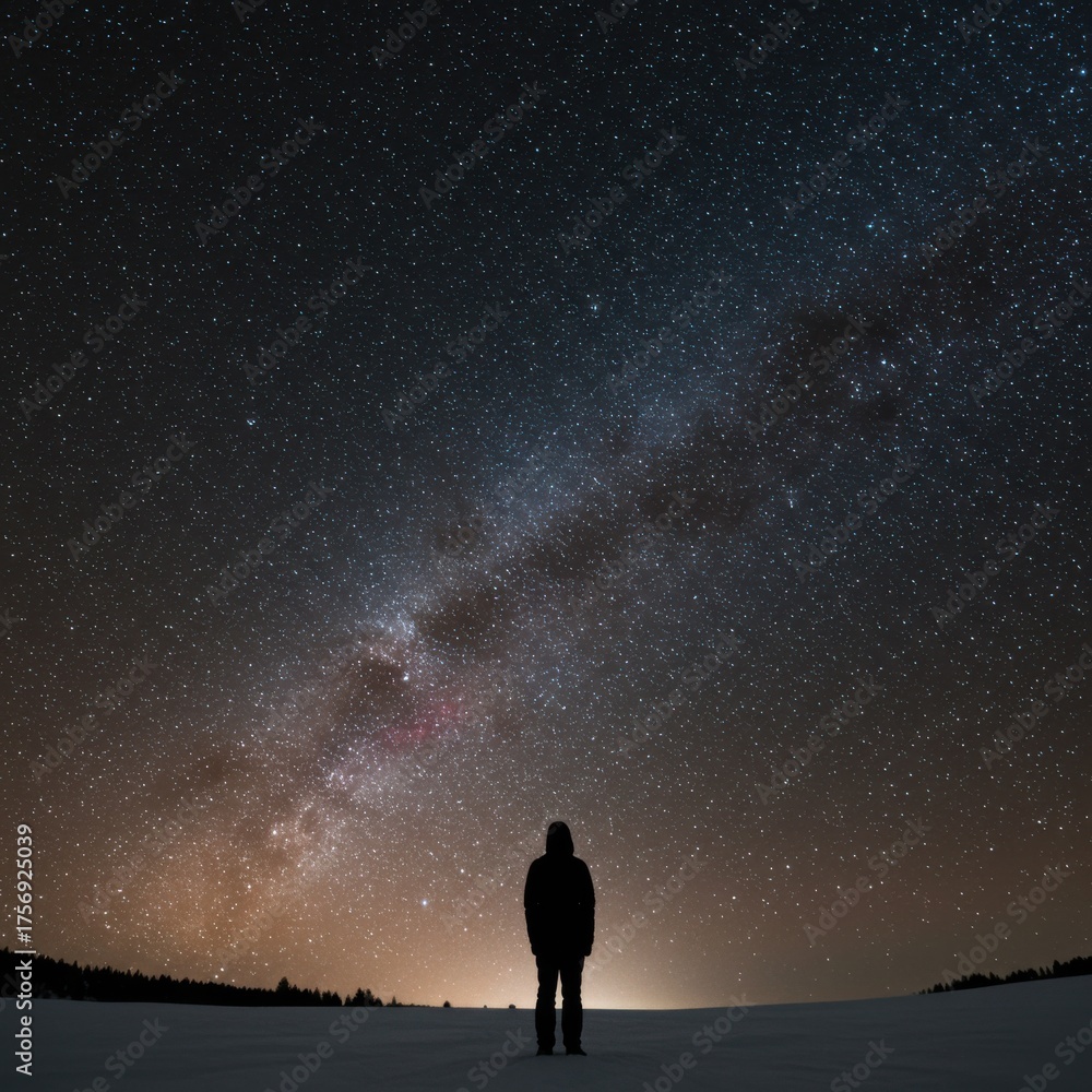 Fototapeta premium Stargazing under the milky way during the winter solstice night sky