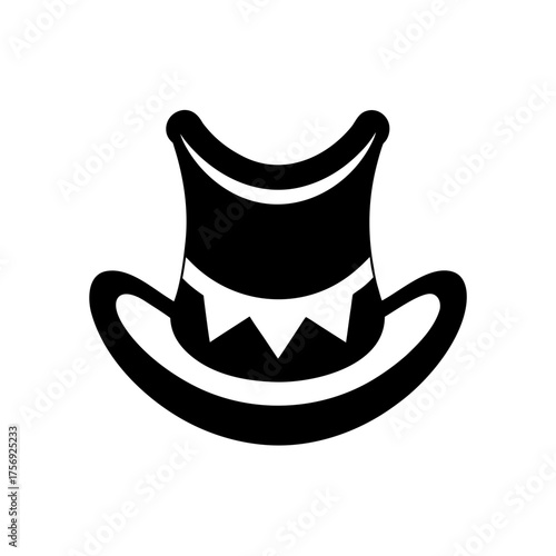 Silhouette of a fancy top hat icon on transparent background