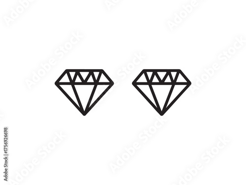 Diamond stud earring line art beauty