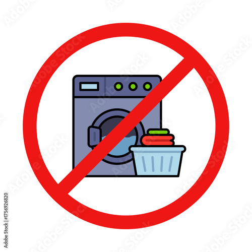 No Laundry Sign on White Background