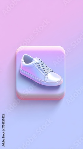 Stylish White Sneaker on Pastel Background - Modern Footwear Design.
