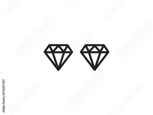 Diamond stud earring line art style