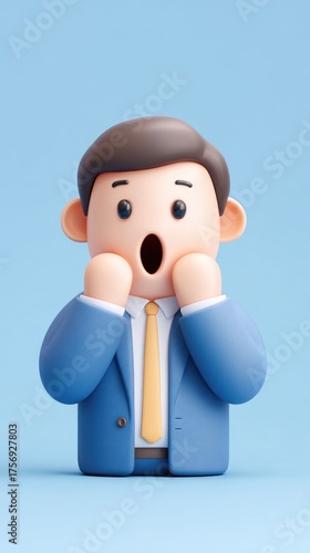 Surprised Businessman Cartoon Character With Open Mouth.
