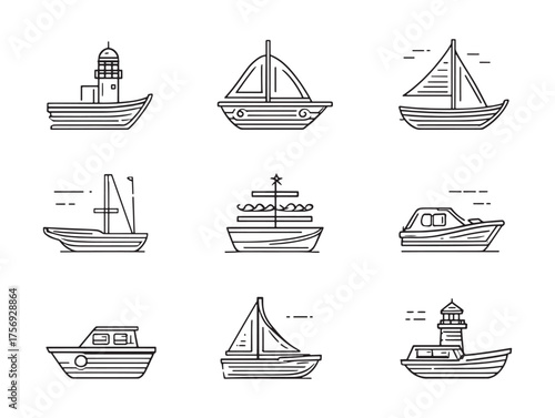 Dinghy line art drifting with wind