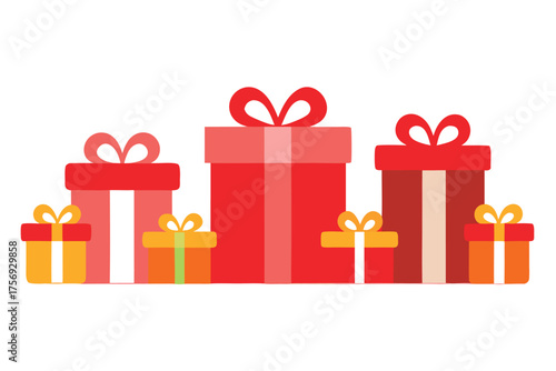 Colorful flat vector illustration of presents for holiday celebration or special occasion