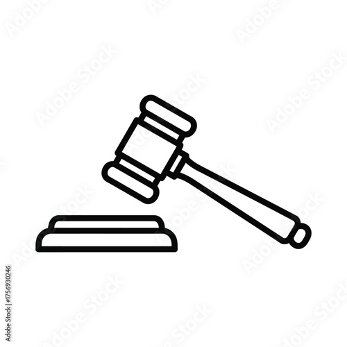 Illustration of a gavel, symbolizing law, justice, and legal proceedings in a simple and clean design