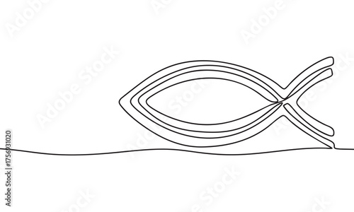 Continuous Line Drawing of Christian Ichthys Fish Symbol