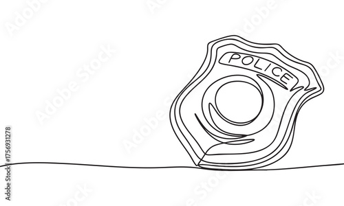 Continuous Line Drawing of a Police Badge