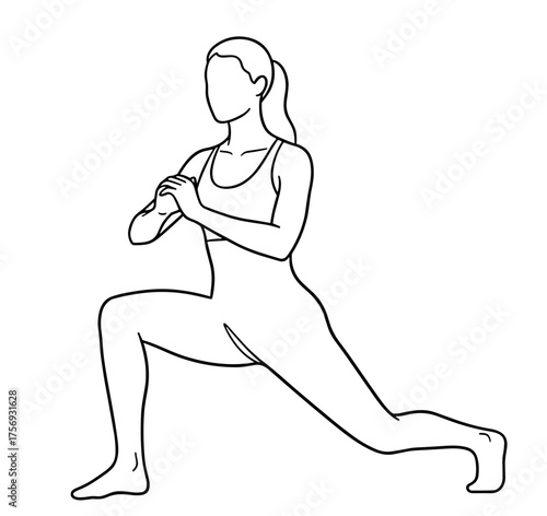 Woman doing lunge exercise against white background