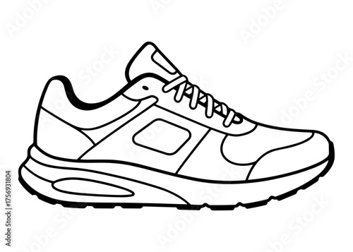 black and white running shoe outline clip art preview