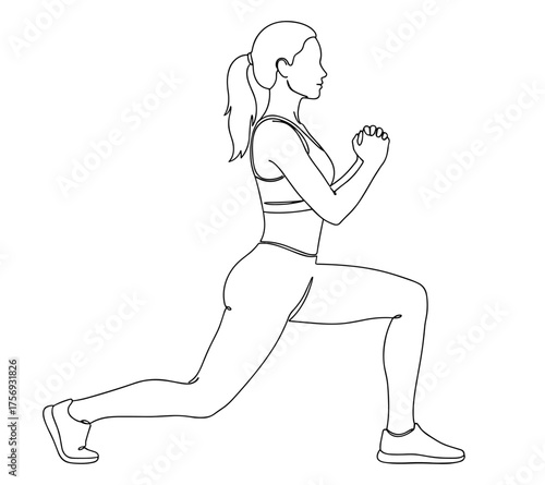 Woman doing lunge exercise against white background