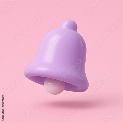 Soft purple notification bell icon floating gently on a pastel pink background