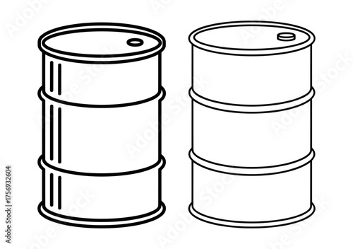 oil barrels in line art style in black and white