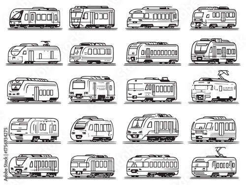 Double Decker Train Line Art Design