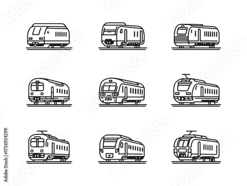 Double Decker Train Line Art Journey