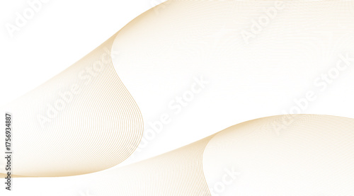 Elegant curves of golden linear waves cascade across a clean white backdrop, creating a minimalist and visually striking abstract pattern perfect for modern designs