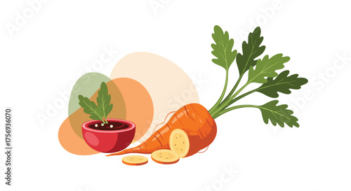 Fresh carrots and ingredients for healthy recipes and meals.