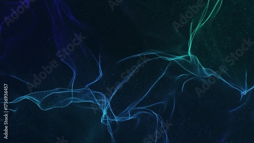 Animated abstract background made of wavy particles