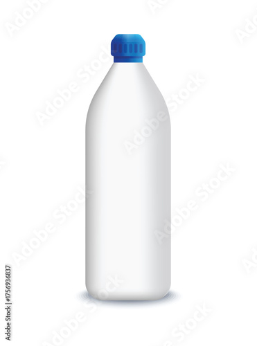 White bottle with blue cap, designed specifically for cleaning products mockup