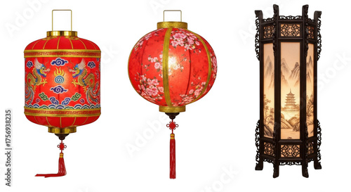 Traditional chinese lanterns illuminate night with festive glow and intricate designs