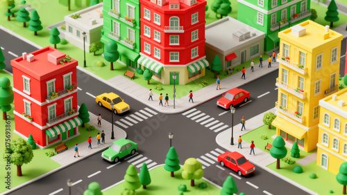 Whimsical Cartoon Colorful City Illustration