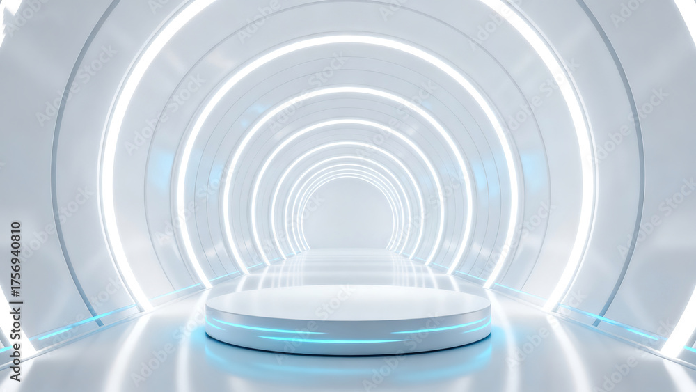 Obraz premium Futuristic White Sci - Fi Tunnel